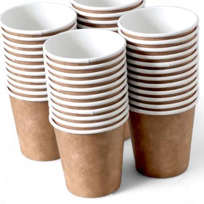 Imagem de Copos De Papel Kraft Café Chá 120 Ml Biodegradável - Kit c/ 150 Unidades