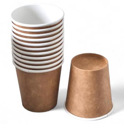 Imagem de Copos De Papel Kraft Café Chá 120 Ml Biodegradável - Kit c/ 150 Unidades