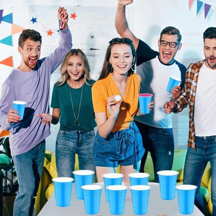 Imagem de Copos de plástico cssopenss 16 onças (473 ml) azuis 120 unidades para festa