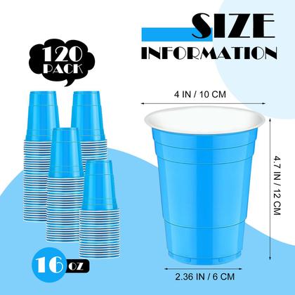 Imagem de Copos de plástico cssopenss 16 onças (473 ml) azuis 120 unidades para festa
