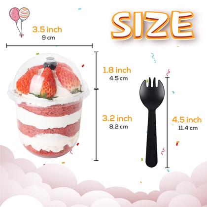 Imagem de Copos de plástico de 360 ml com tampa e garfos, pacote com 50 - Jnnzzggu