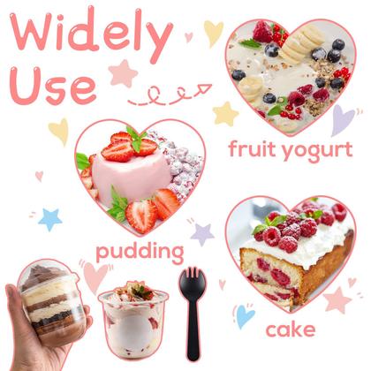 Imagem de Copos de plástico de 360 ml com tampa e garfos, pacote com 50 - Jnnzzggu