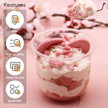 Imagem de Copos de plástico de 360 ml com tampa e garfos, pacote com 50 - Jnnzzggu