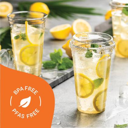 Imagem de Copos de plástico de 700 ml com tampas SIP-Lids, 50 conjuntos PET Crystal Clear