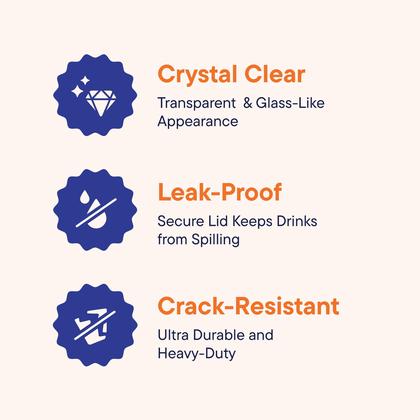 Imagem de Copos de plástico de 700 ml com tampas SIP-Lids, 50 conjuntos PET Crystal Clear