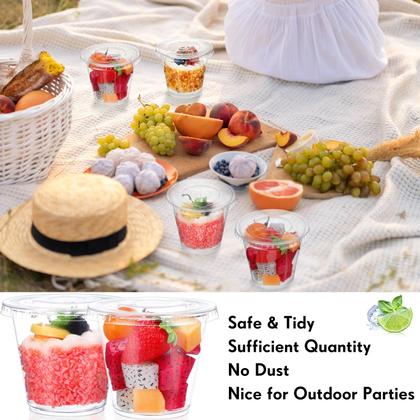 Imagem de Copos de plástico descartáveis com tampas e garfos de 200 mL (pacote com 200)