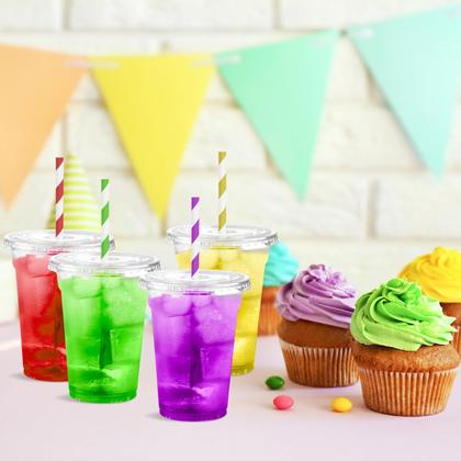 Imagem de Copos de plástico descartáveis Eupako 270 ml com tampas, 100 conjuntos de 9 onças