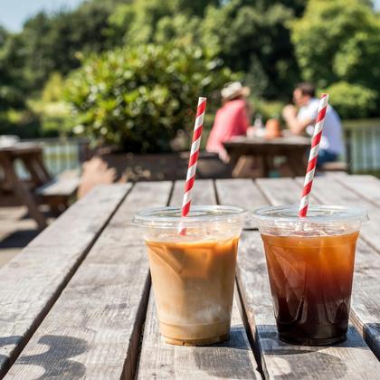 Imagem de Copos de plástico descartáveis Eupako 350ml com tampas, conjunto de 100