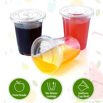 Imagem de Copos de plástico descartáveis Eupako 350ml com tampas, conjunto de 100