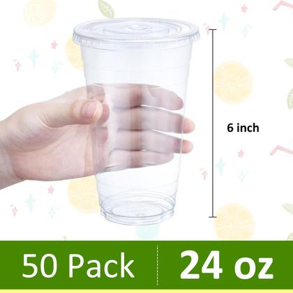 Imagem de Copos de plástico descartáveis Eupako 700mL com tampas, 50 conjuntos