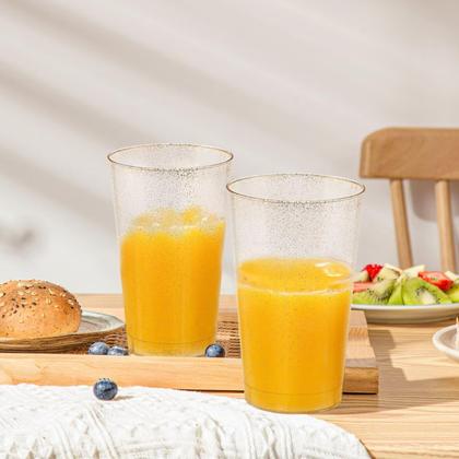 Imagem de Copos de plástico descartáveis Lamosi 14 onças Gold Glitter, pacote com 100