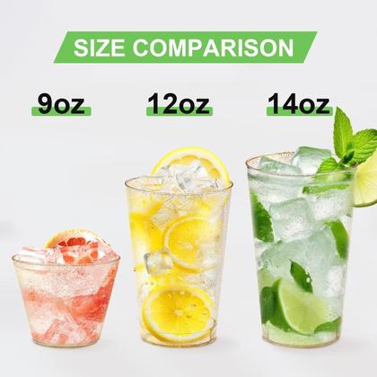 Imagem de Copos de plástico descartáveis Lamosi 14 onças Gold Glitter, pacote com 100