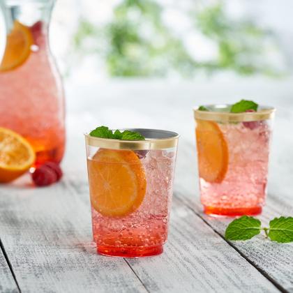 Imagem de Copos de plástico descartáveis PLASTICPRO 240 mL com borda dourada (50)