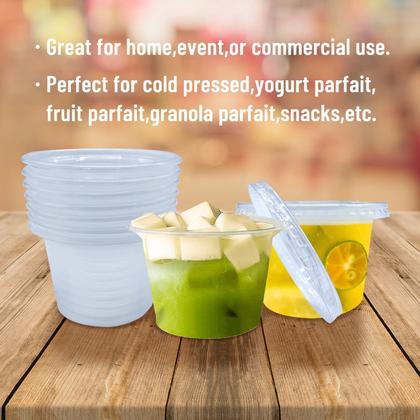 Imagem de Copos de plástico descartáveis Qinsihwn de 8 onças (250 mL) com tampas, pacote com 50