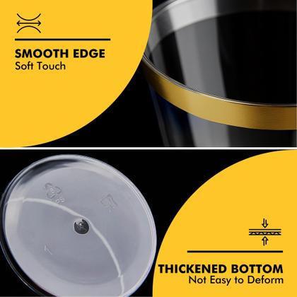 Imagem de Copos de plástico descartáveis RACETOP 270 mL com borda dourada pacote com 200