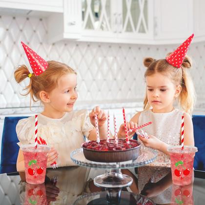 Imagem de Copos de plástico descartáveis Whaline Cherry 350 ml com tampas 50 unidades