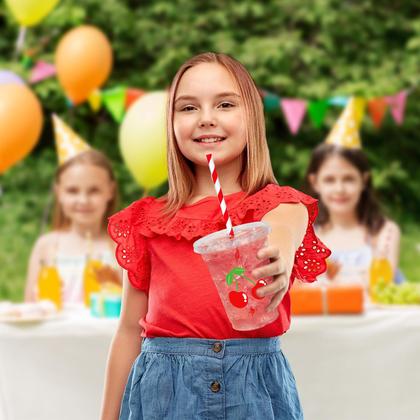 Imagem de Copos de plástico descartáveis Whaline Cherry 350 ml com tampas 50 unidades