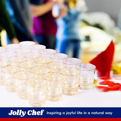 Imagem de Copos de plástico JOLLY CHEF 400 ml, pacote com 50 copos Gold Glitter