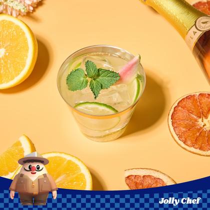 Imagem de Copos de plástico JOLLY CHEF de 9 onças transparentes com borda dourada, pacote com 100