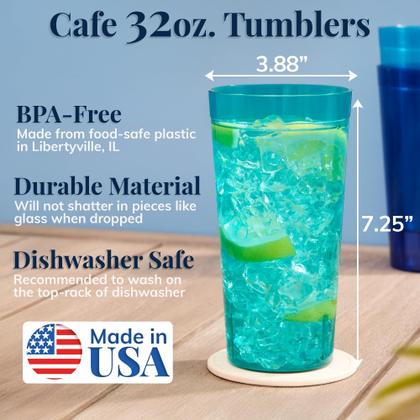Imagem de Copos de plástico reutilizáveis US Acrylic Café de 960 ml (conjunto de 12)