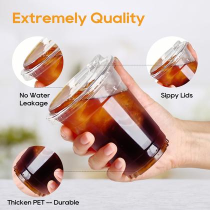 Imagem de Copos de plástico Turbo Bee 350 ml 200 conjuntos com tampas sem palha