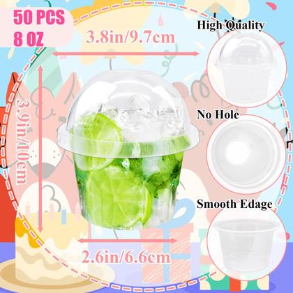 Imagem de Copos de sobremesa descartáveis Cshangzei 250 ml com tampas em forma de cúpula, pacote com 50