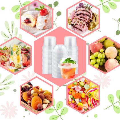 Imagem de Copos de sobremesa descartáveis Cshangzei 250 ml com tampas em forma de cúpula, pacote com 50