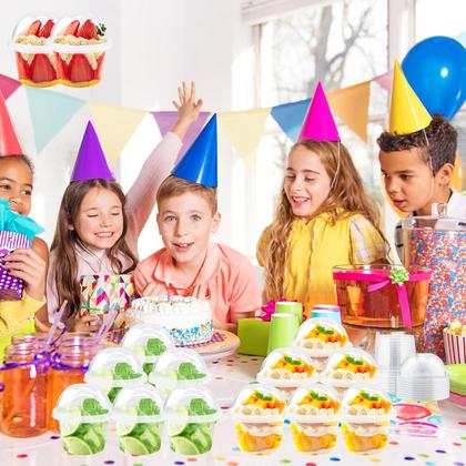 Imagem de Copos de sobremesa descartáveis Cshangzei 250 ml com tampas em forma de cúpula, pacote com 50