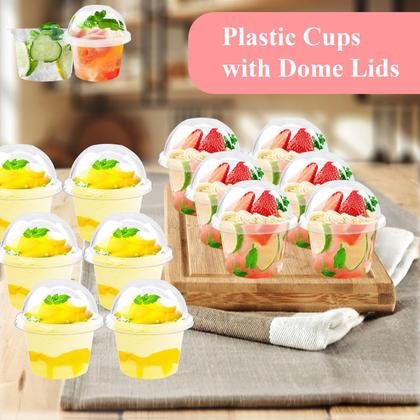 Imagem de Copos de sobremesa descartáveis Cshangzei 250 ml com tampas em forma de cúpula, pacote com 50