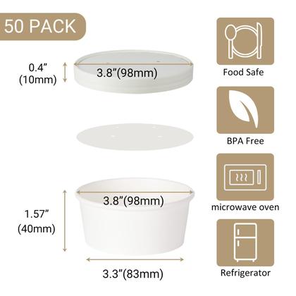Imagem de Copos de sorvete Belinlen 150mL brancos descartáveis com tampas x50