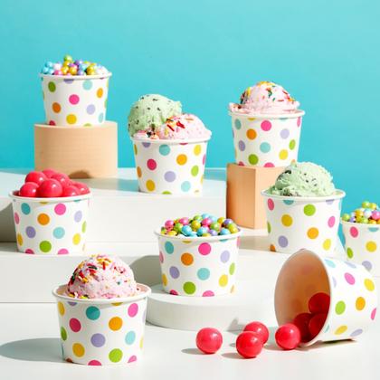 Imagem de Copos de sorvete de papel BLUE PANDA 8 onças, pacote com 50 bolinhas