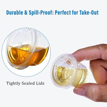 Imagem de Copos de suflê de plástico descartáveis Precisamente plástico de 60 mL com tampas