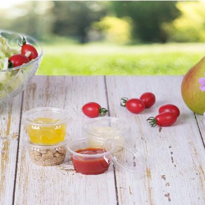 Imagem de Copos de suflê de plástico descartáveis Precisamente plástico de 60 mL com tampas