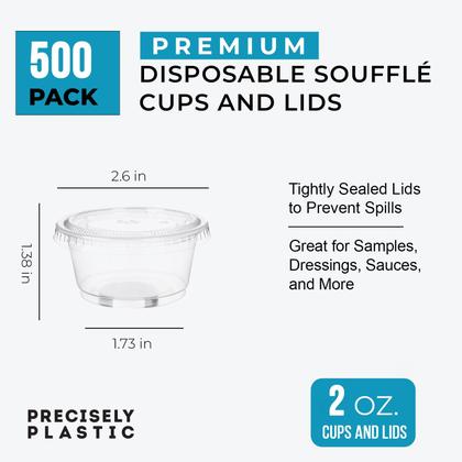 Imagem de Copos de suflê de plástico descartáveis Precisamente plástico de 60 mL com tampas