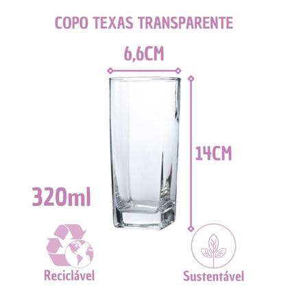 Imagem de Copos de Vidro 320ml Jogo 6 Transparente 6 Cinza Texas Agua