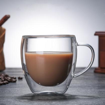 Imagem de Copos De Vidro Borossilicato Duplo 80ml Expresso 6u Com Alça