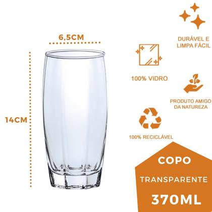Imagem de Copos de Vidro Jogo com 10 Florence 370ml Transparente Luxo