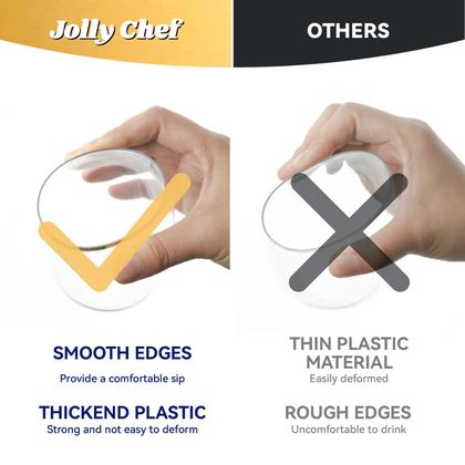 Imagem de Copos de vinho de plástico JOLLY CHEF 350ml, pacote com 40 unidades, aro dourado, sem haste