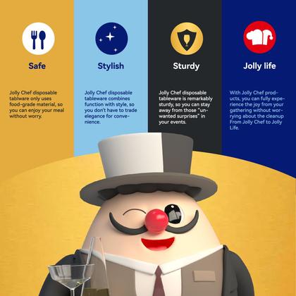 Imagem de Copos de vinho de plástico JOLLY CHEF 350ml, pacote com 40 unidades, aro dourado, sem haste