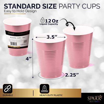 Imagem de Copos descartáveis Amcrate 350 ml rosa 12 onças, pacote com 50