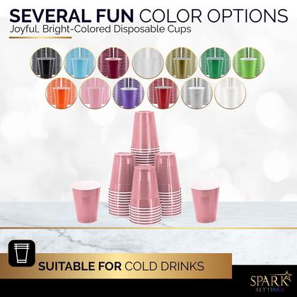 Imagem de Copos descartáveis Amcrate 350 ml rosa 12 onças, pacote com 50