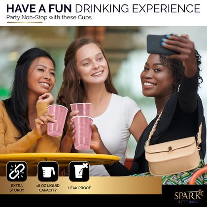 Imagem de Copos descartáveis Amcrate 350 ml rosa 12 onças, pacote com 50