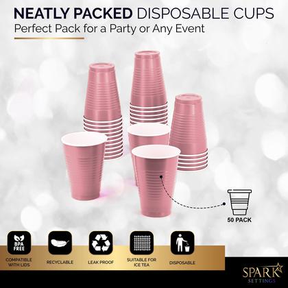 Imagem de Copos descartáveis Amcrate 350 ml rosa 12 onças, pacote com 50