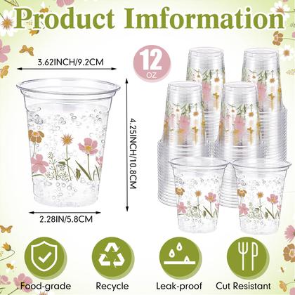 Imagem de Copos descartáveis de plástico Hushee 60 unidades 480mL Boho