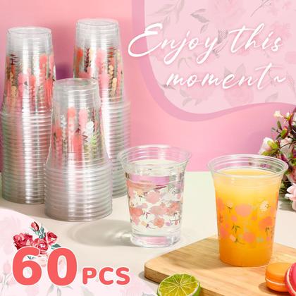 Imagem de Copos descartáveis de plástico Hushee Floral 480 ml 60 unidades