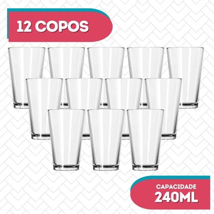 Imagem de Copos Londres Luxo 240 ML Vidro Transparente Mesa Posta 12 UN