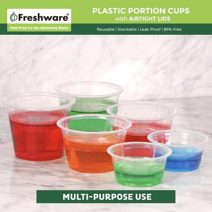 Imagem de Copos para porções de plástico Freshware 60 ml com tampas, 200 conjuntos