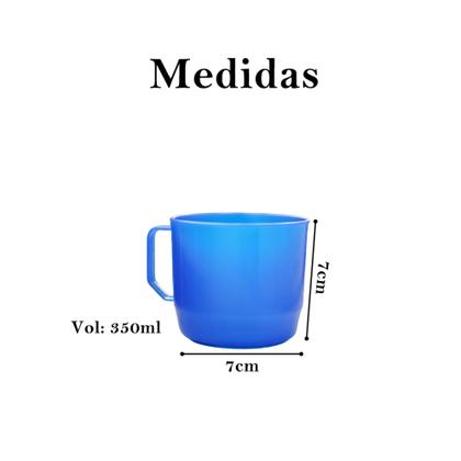 Imagem de Copos plásticos com alça azul resistente infantil casa 4 und