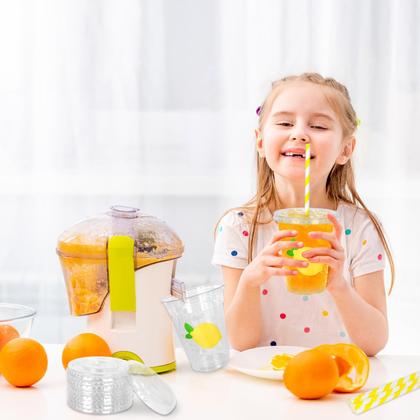 Imagem de Copos plásticos descartáveis Whaline Lemon 350ml com tampas e canudos