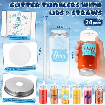 Imagem de Copos Skylety Winter Reutilizáveis - 400ml, com Tampa e Canudo